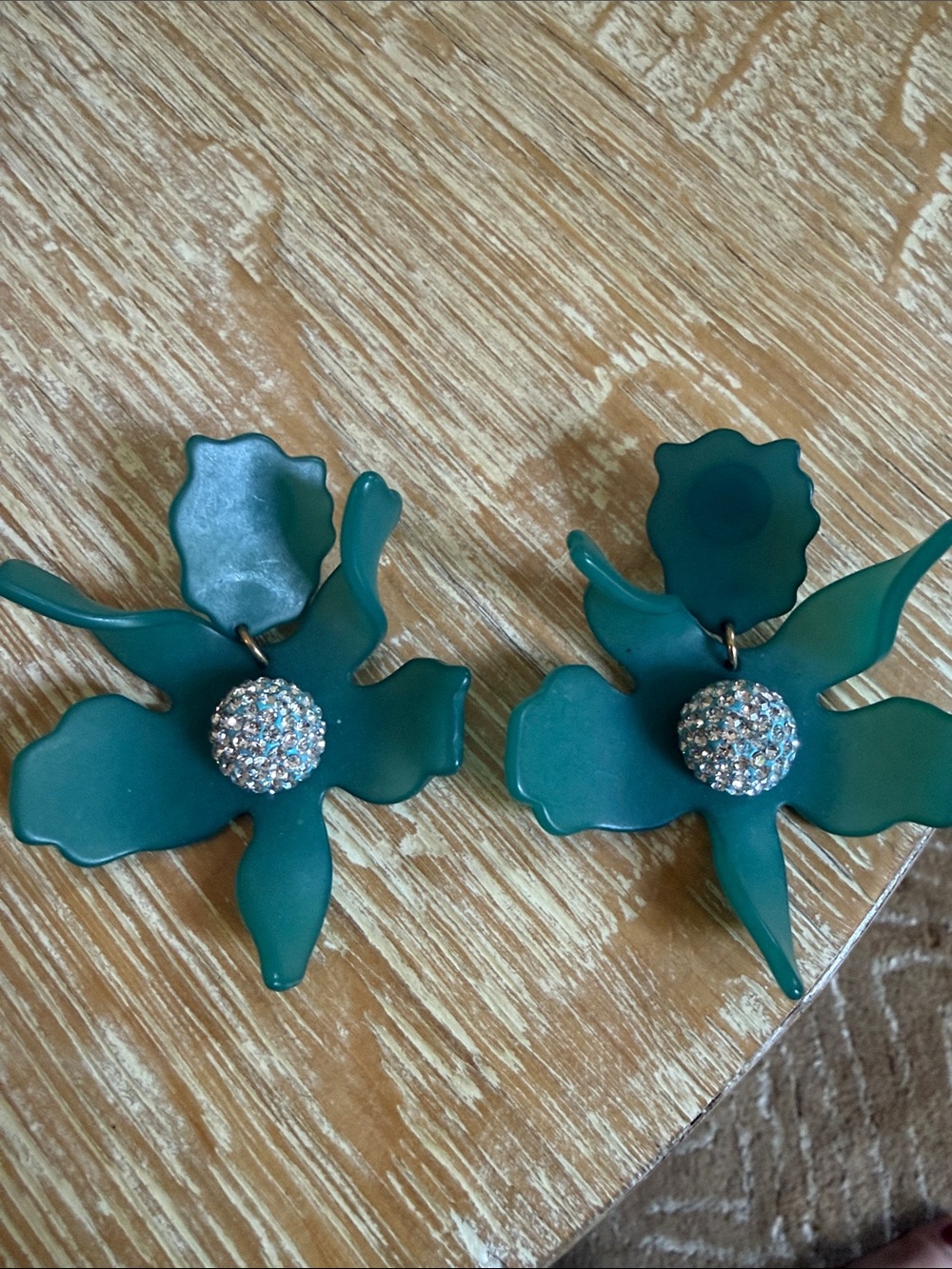Lele Sadoughi Lagoon Blue Crystal Lily Earrings Czech Pave Crystal Flower $198